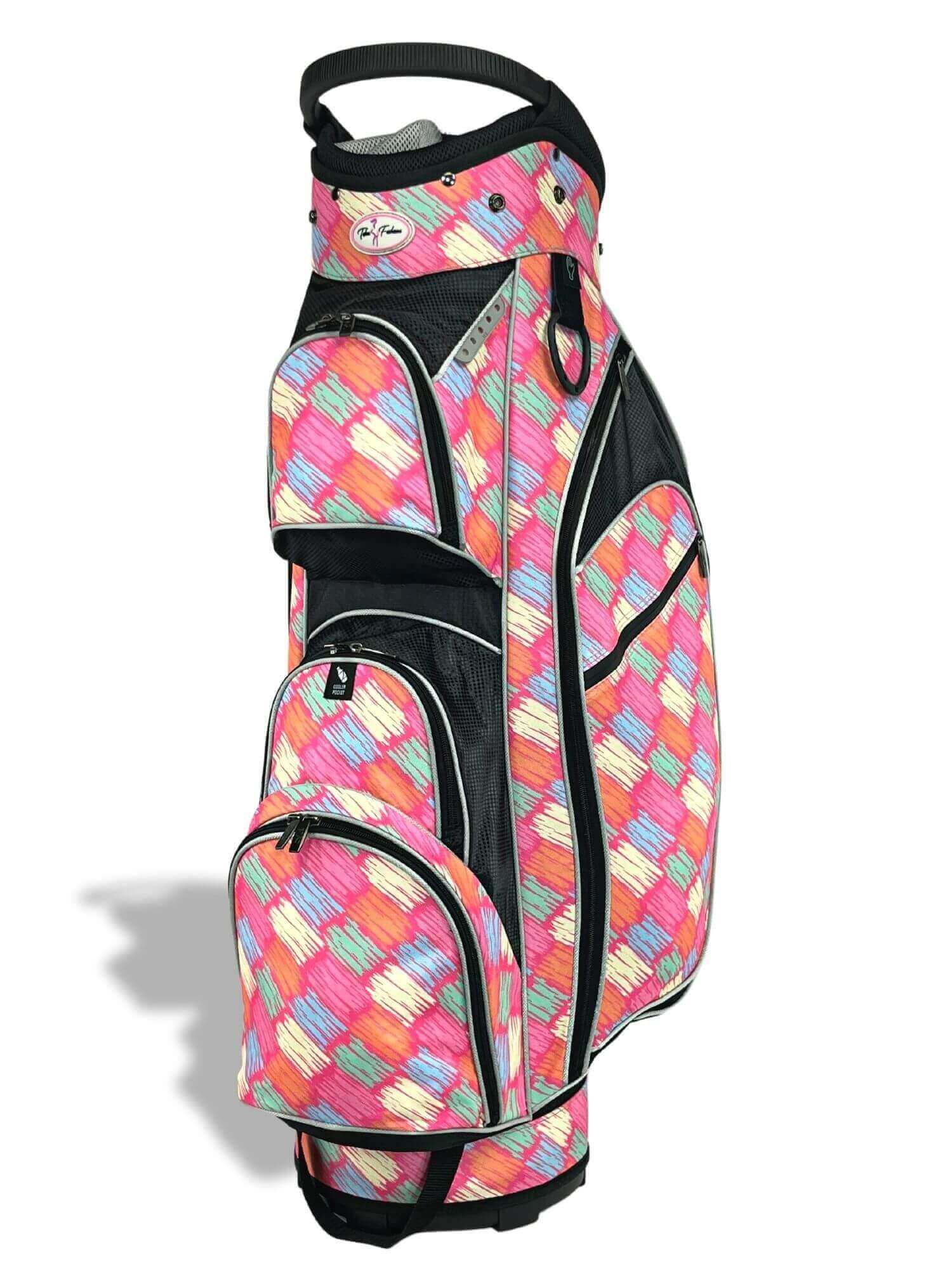 14 Way Designer Women's Golf Cart Bag with Cooler - Posh Pink